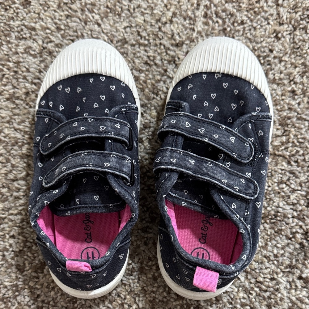 Jumping Beans Black and Pink Heart Sneakers